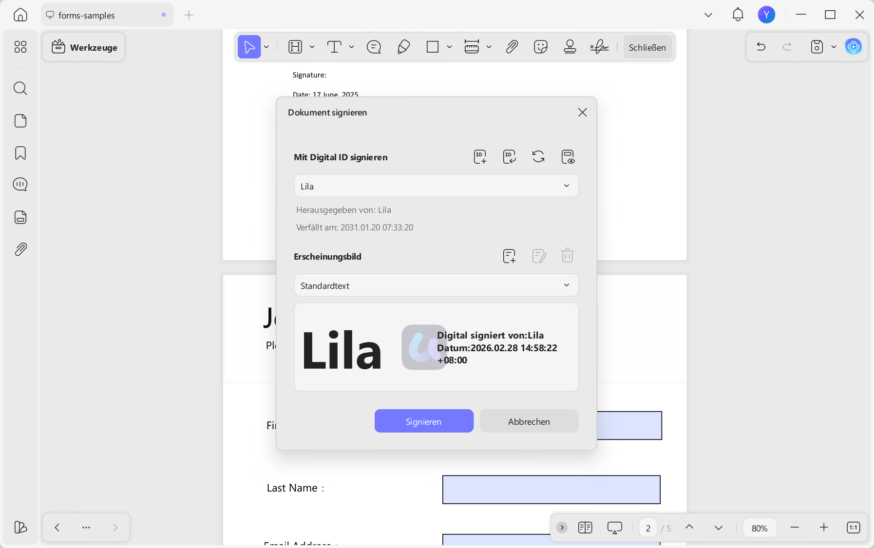 PDF-Formular ausfüllen