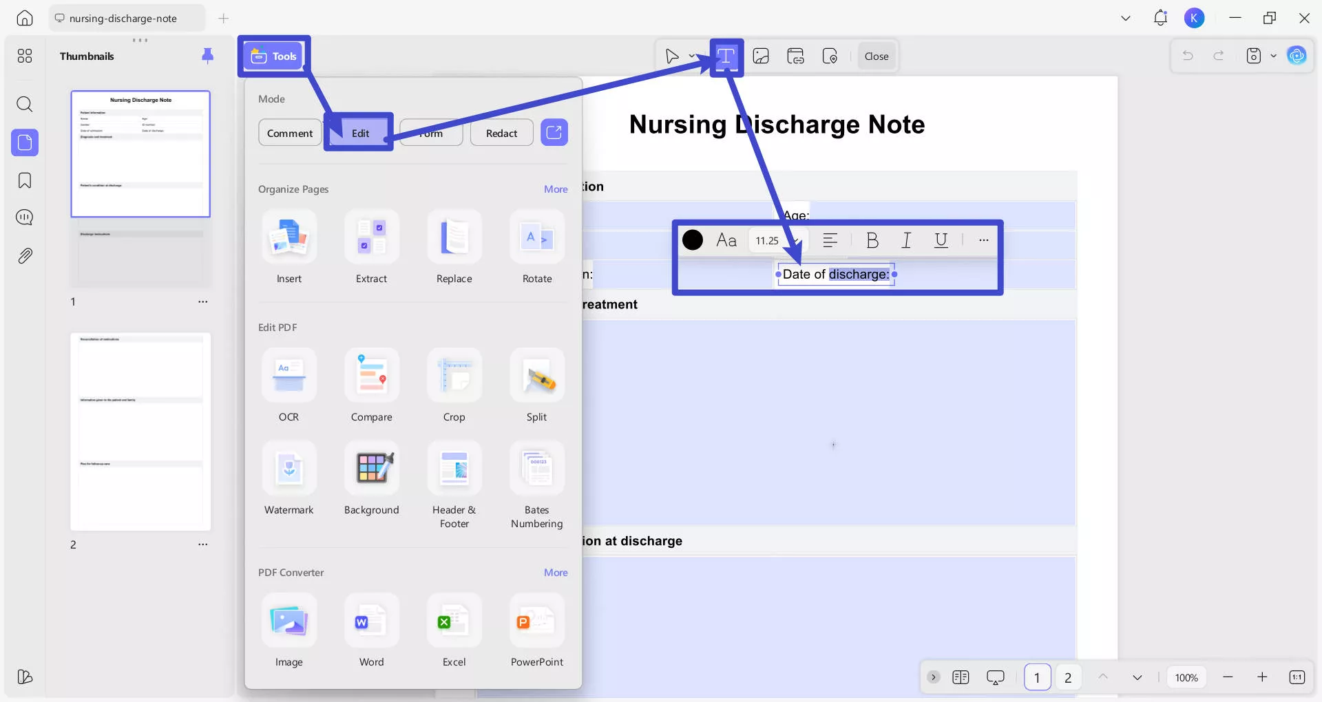 edit nursing notes pdf examples with updf