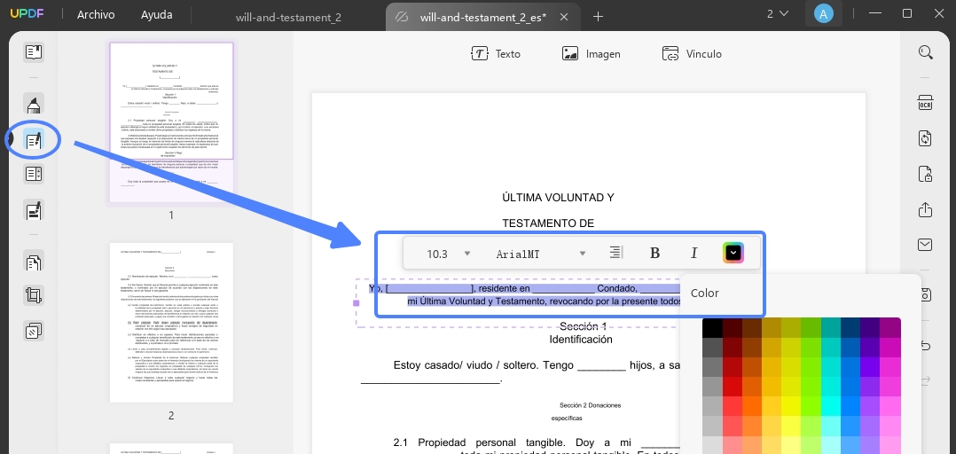 editar testamento
