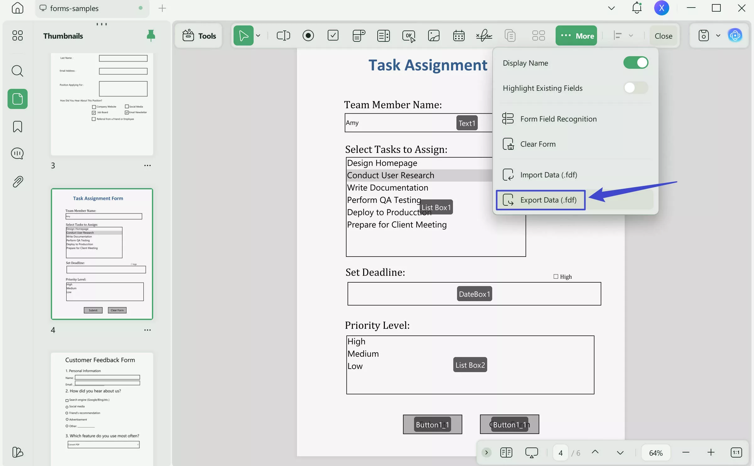 export pdf form as fdf