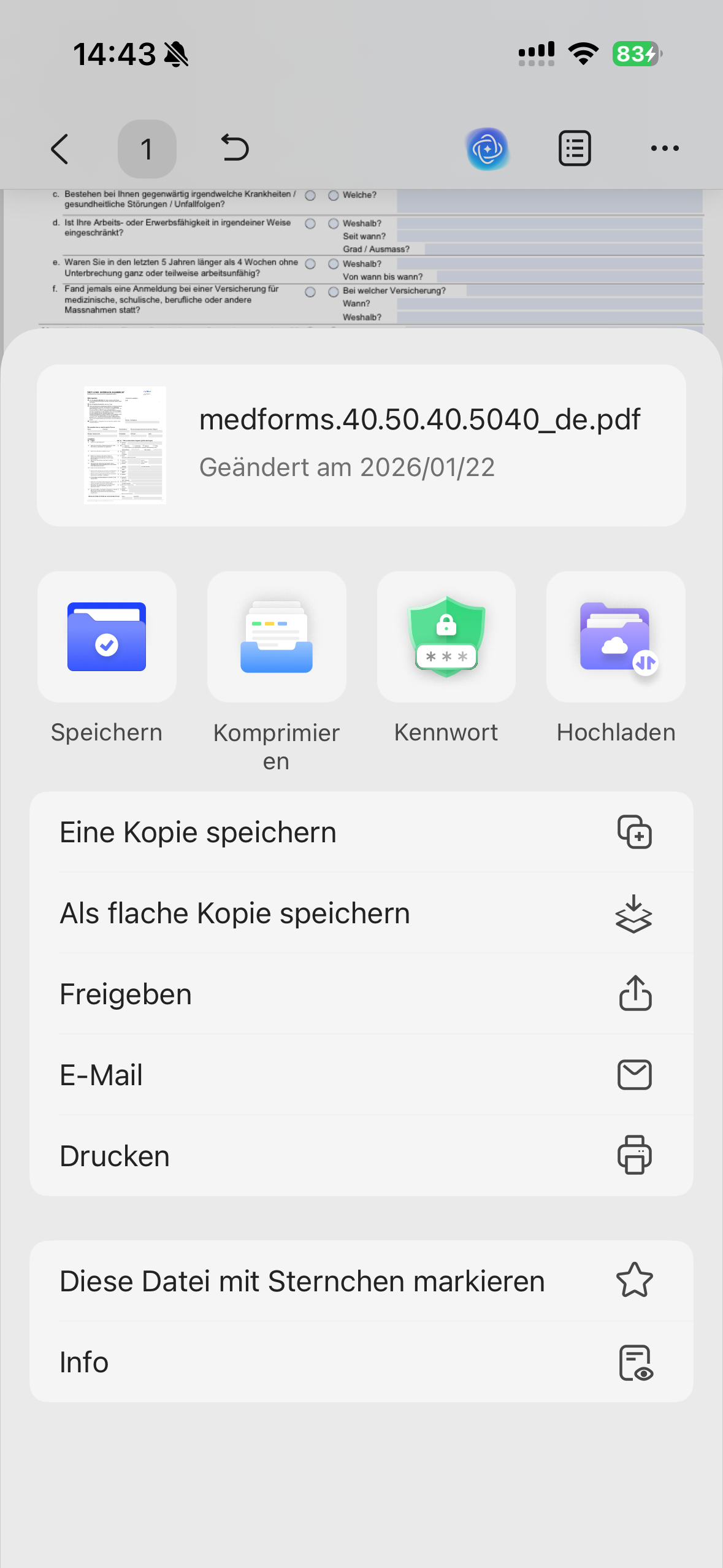 das ausgefüllte Formular weiterleiten