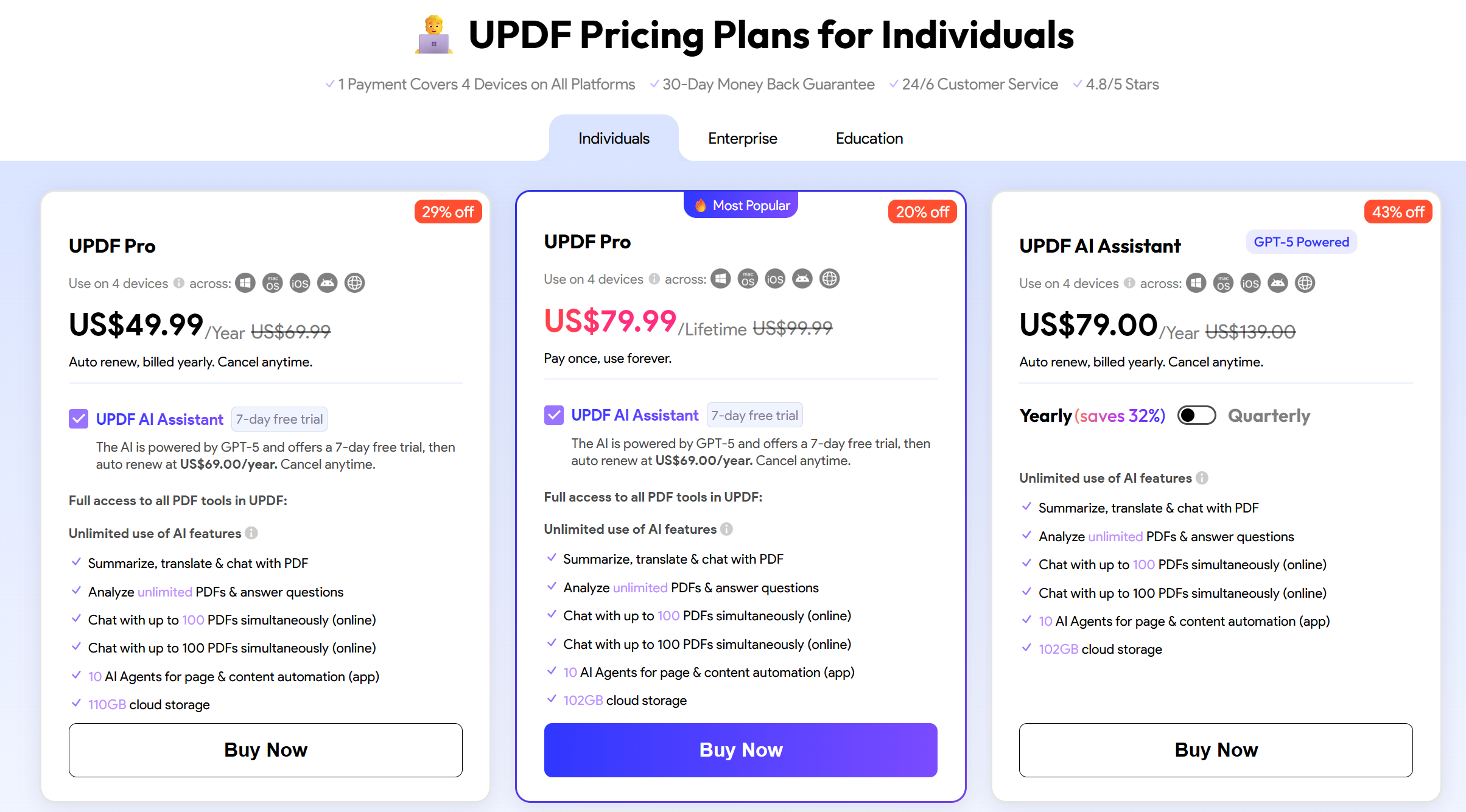 updf pricing plans