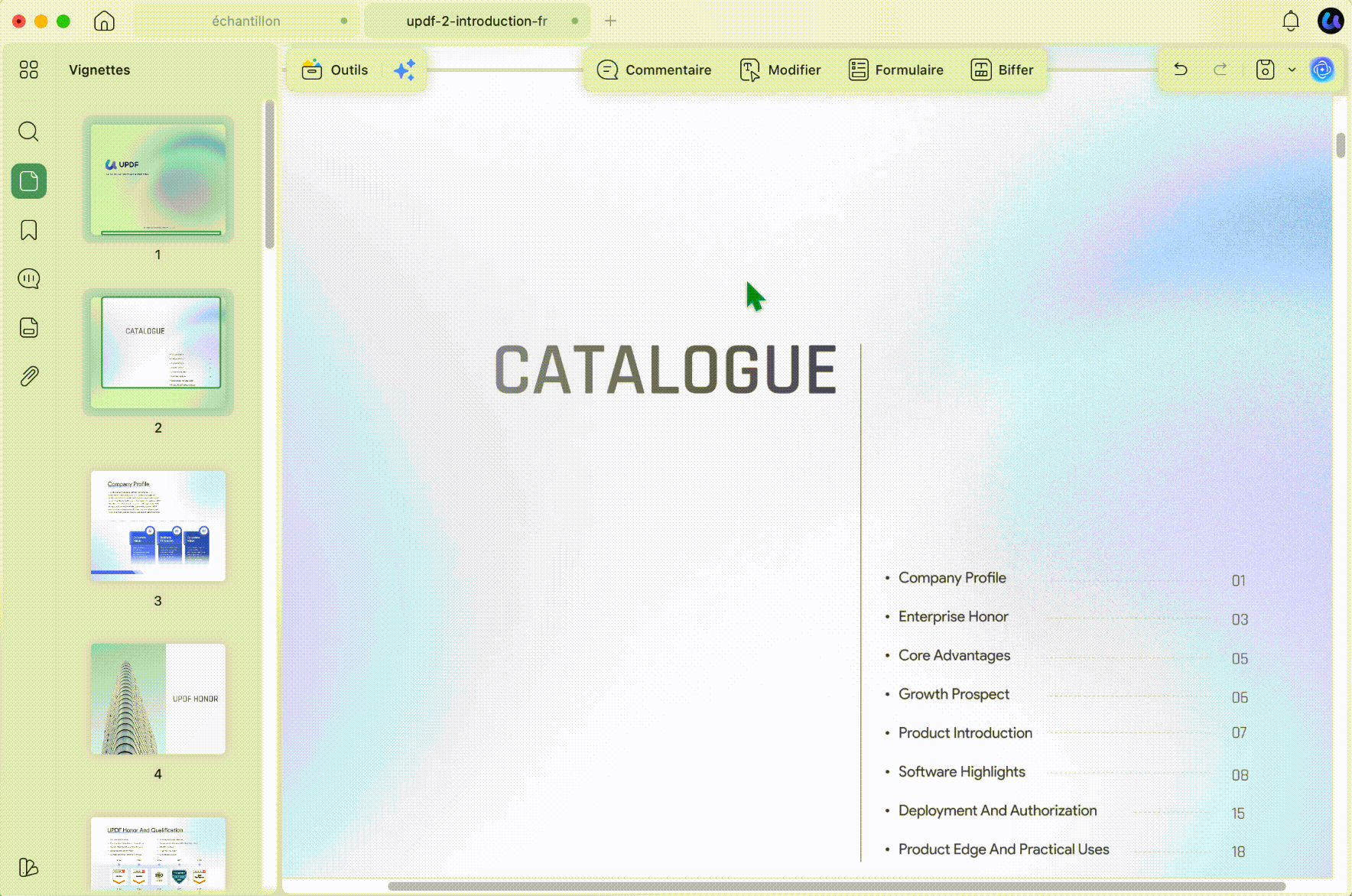 Ajouter le texte d'un catalogue PDF dans UPDF
