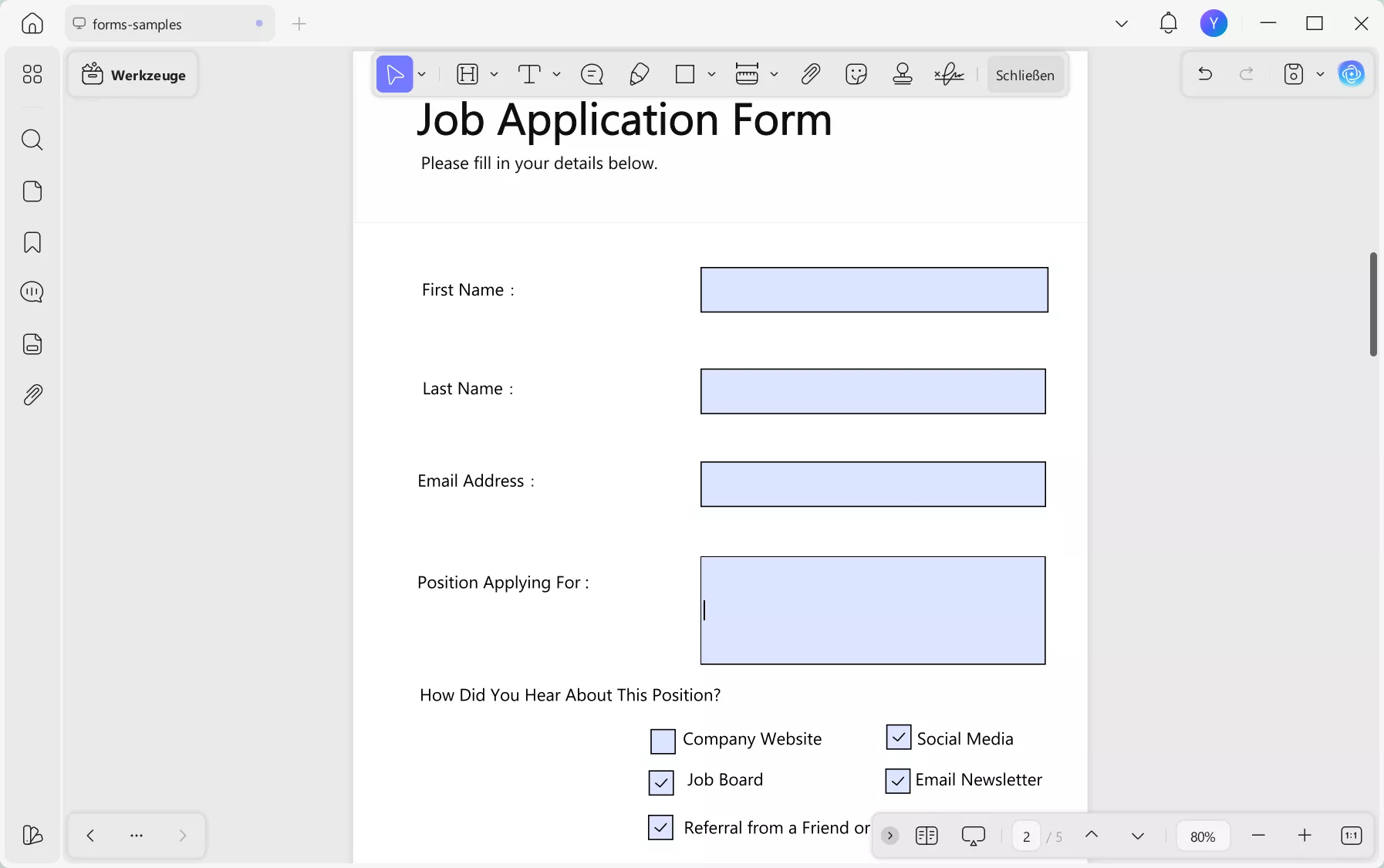 PDF-Formular ausfüllen