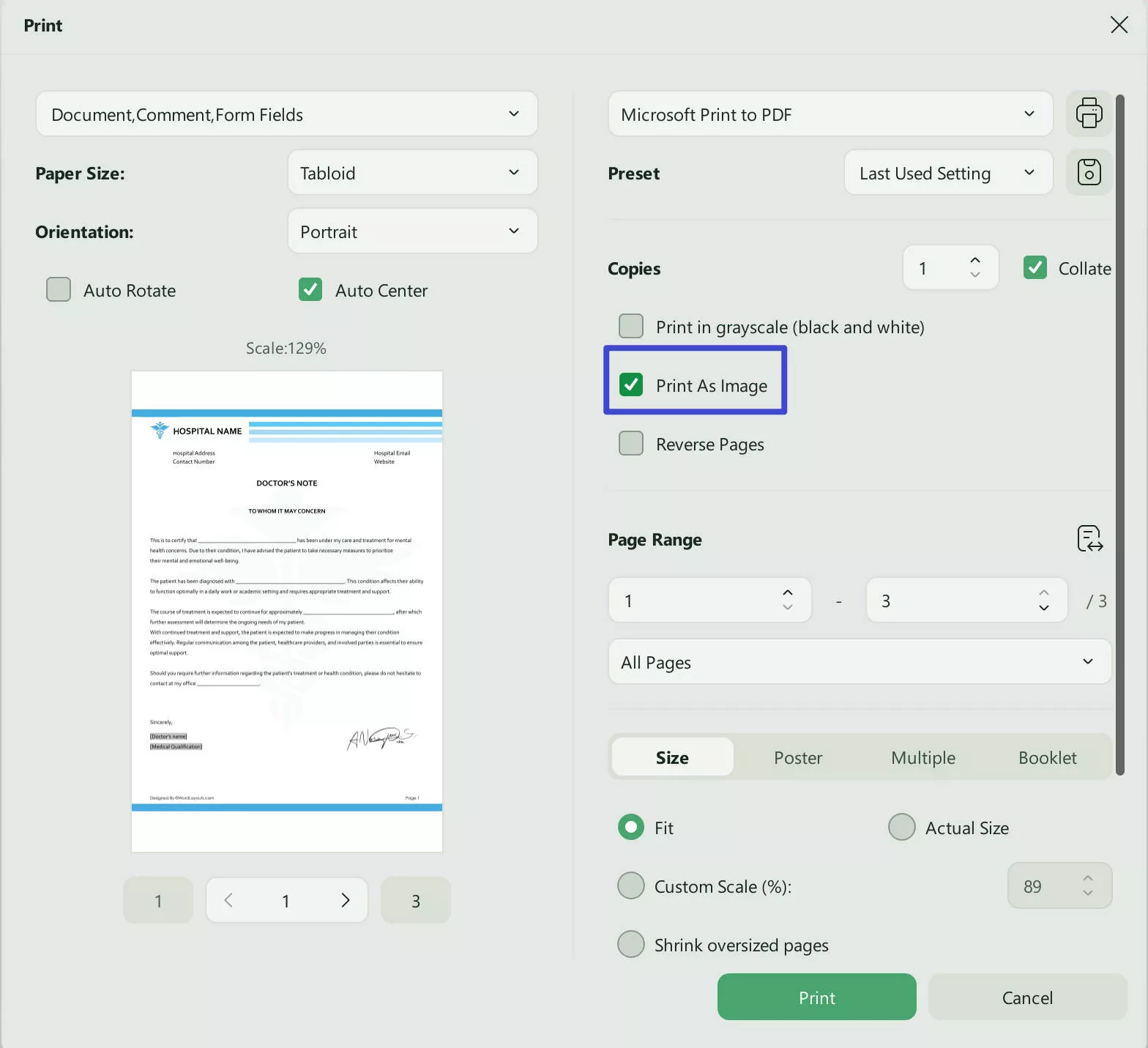 change settings and click print updf