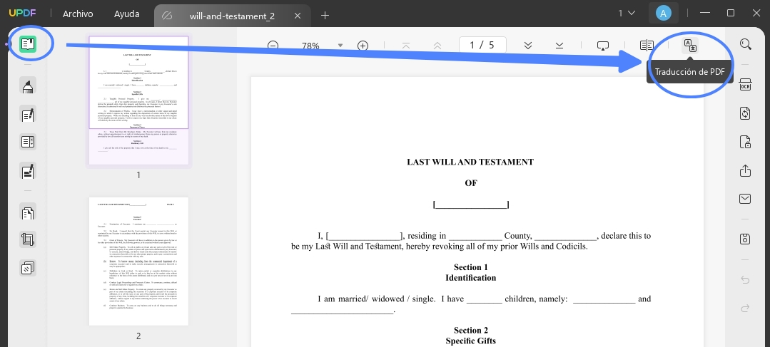 testamento traducir