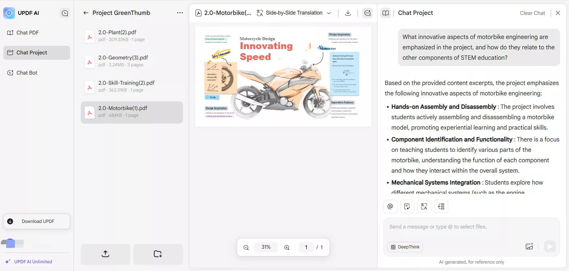 updf ai chat project