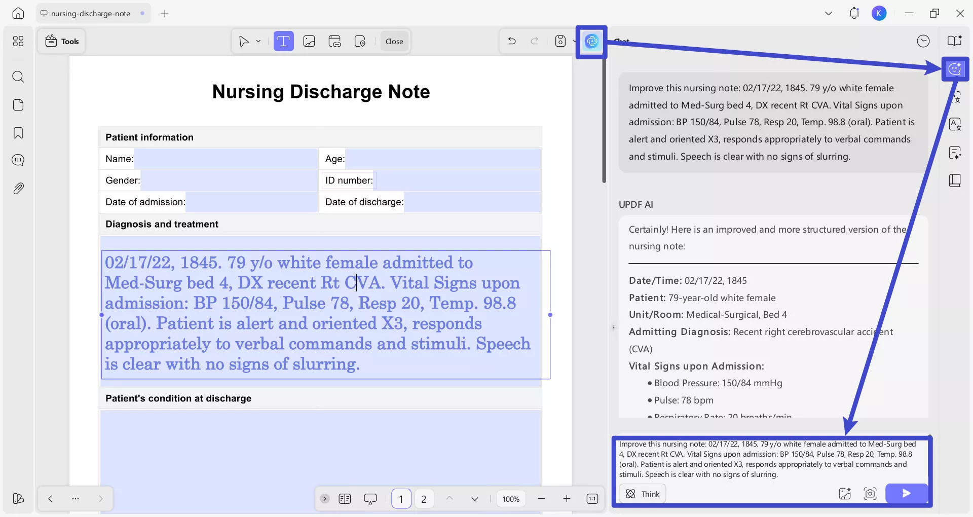updf ai check nusing notes