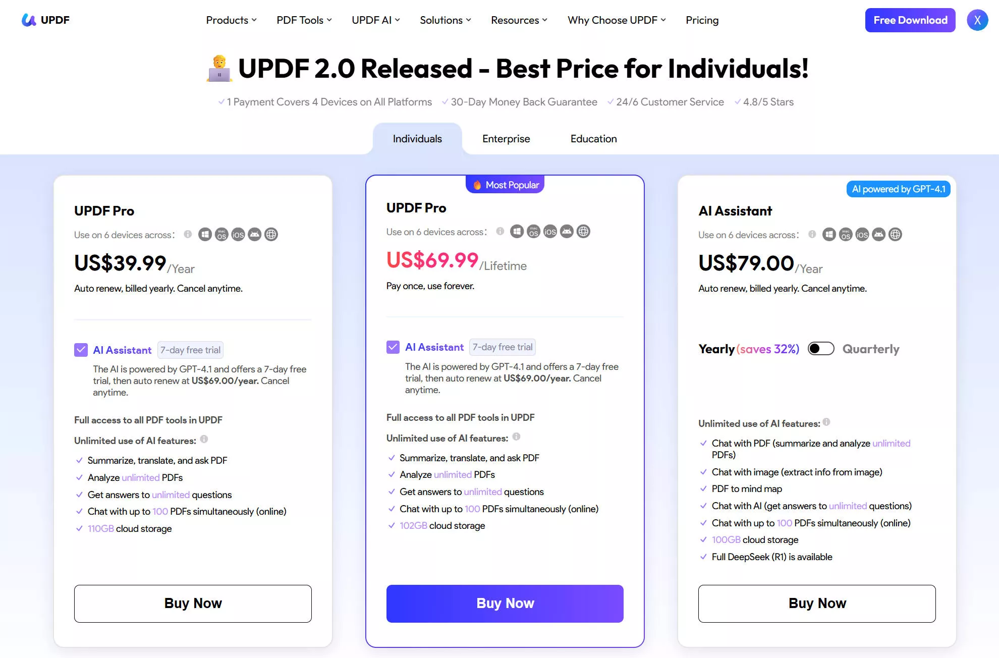 UPDF one-time purchase pricing