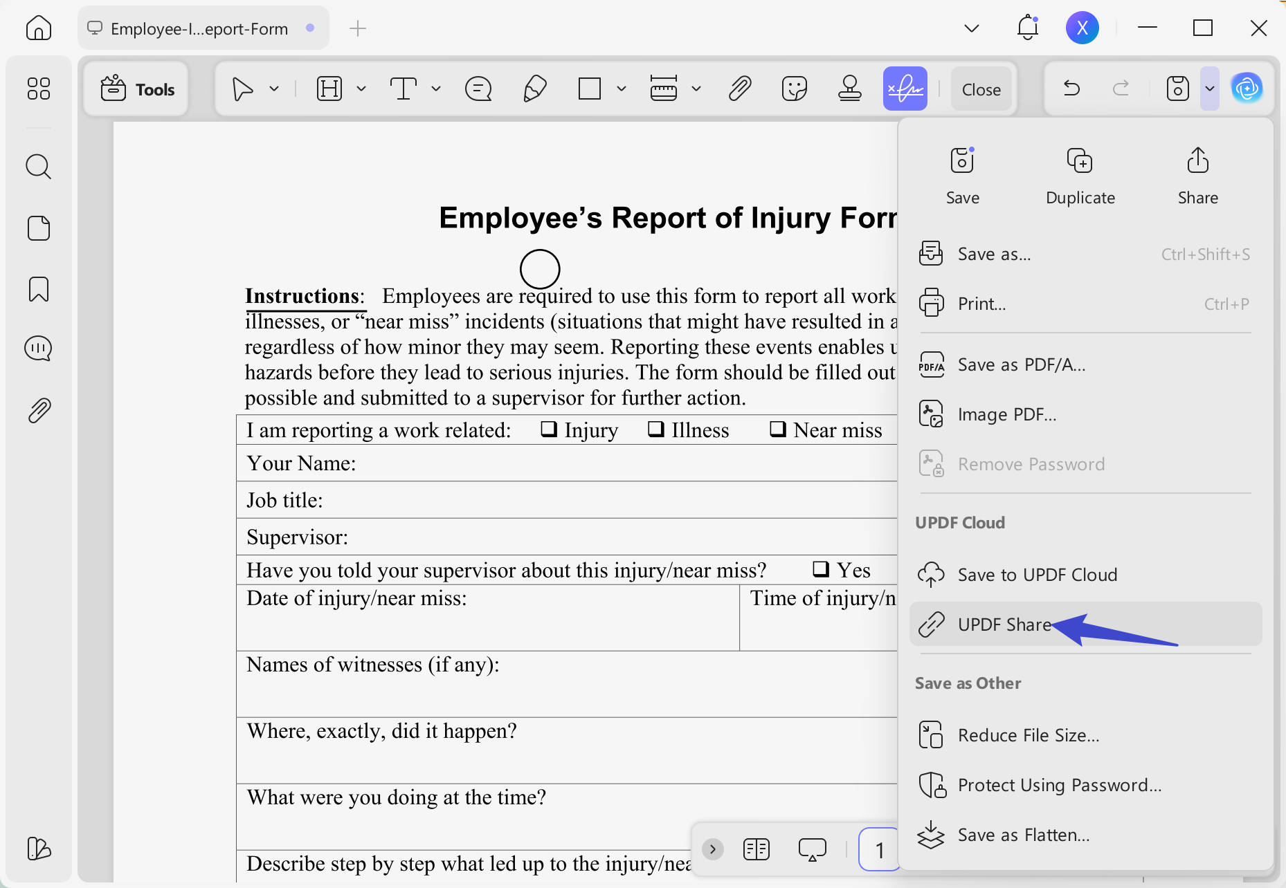share form via email