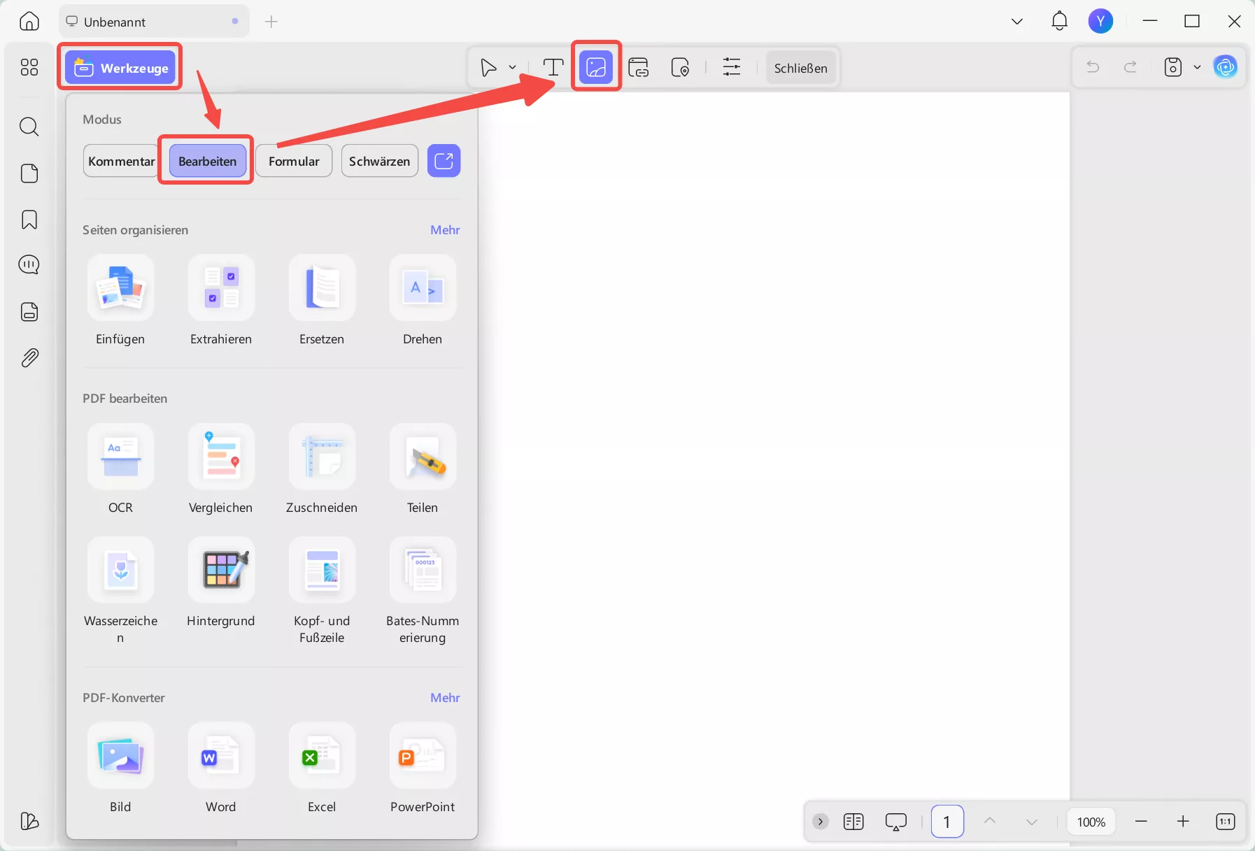 Bild mit Updf Windows bearbeiten