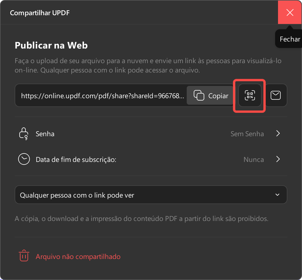 compartilhar pdf por meio de um código QR