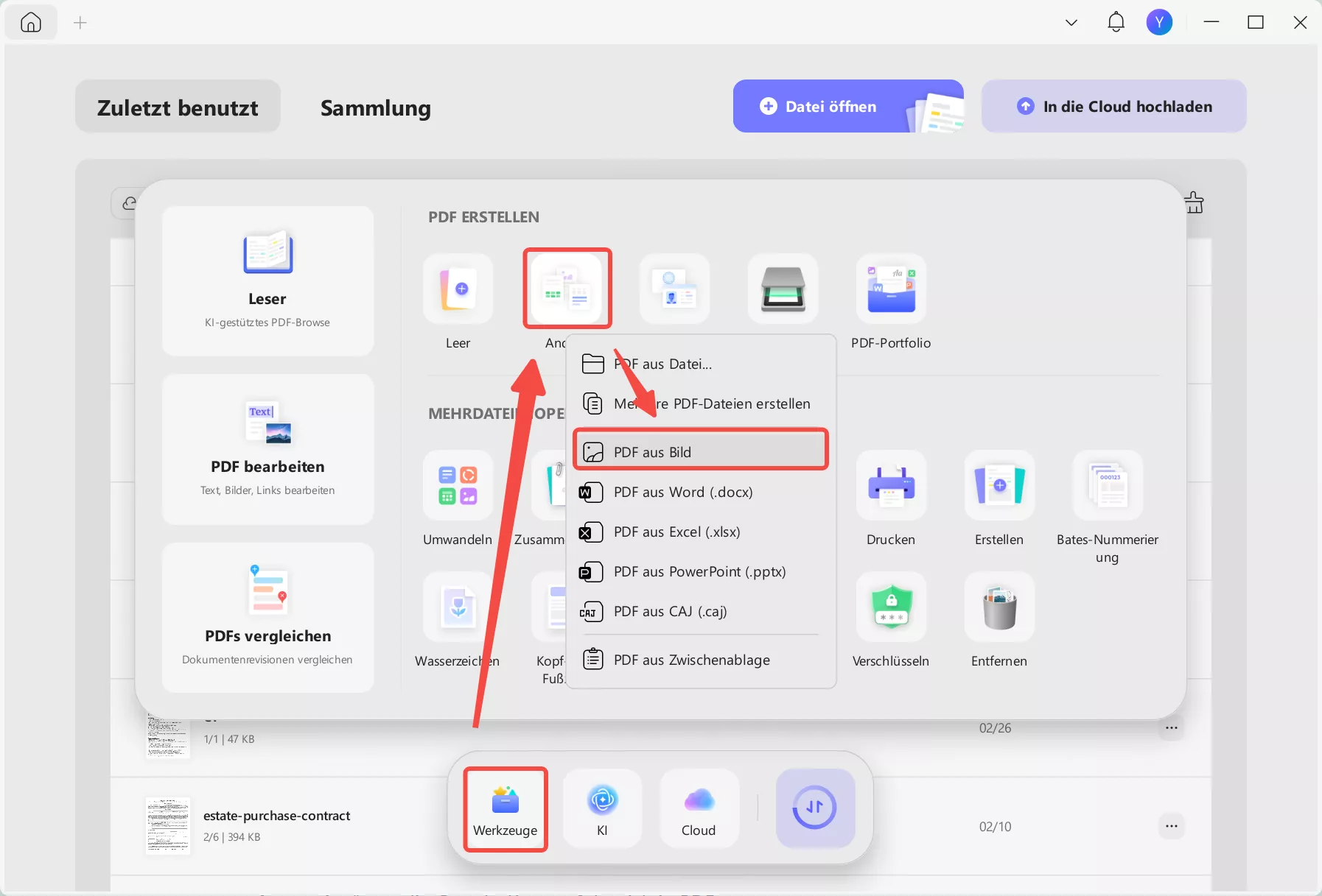 Wählen Sie PDF aus Bild mit updf Windows