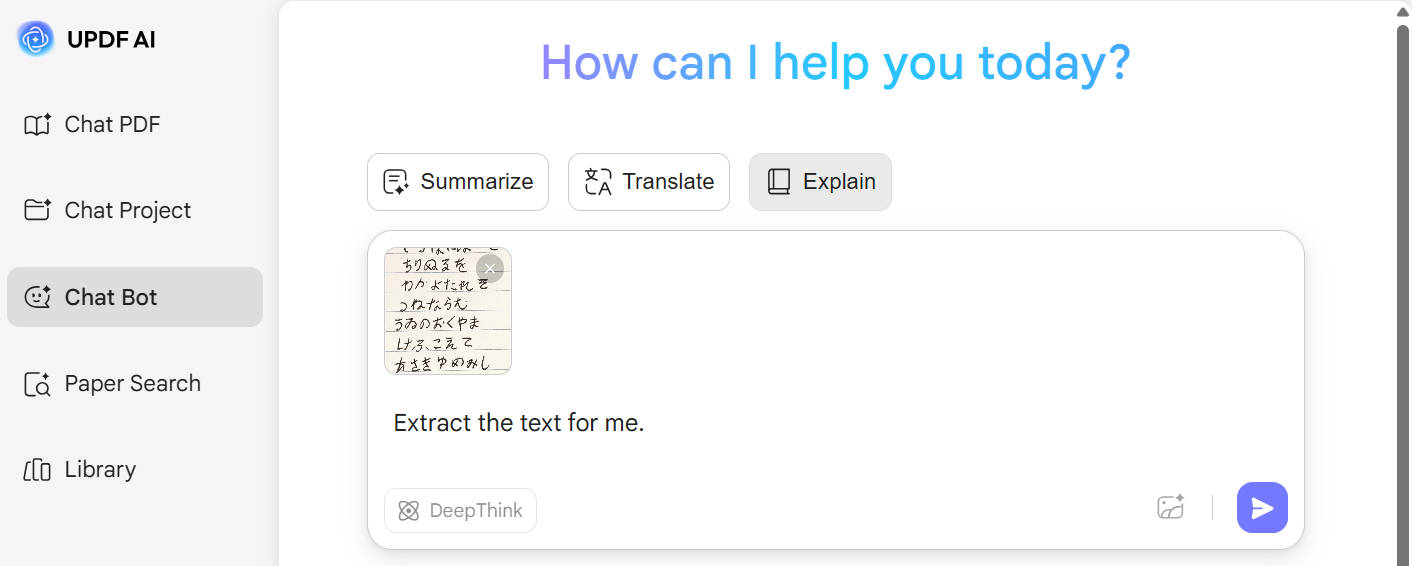 give a prompt to extract text