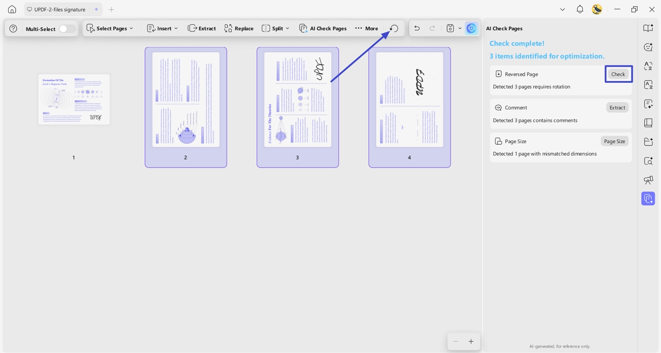fix pages rotation using ai