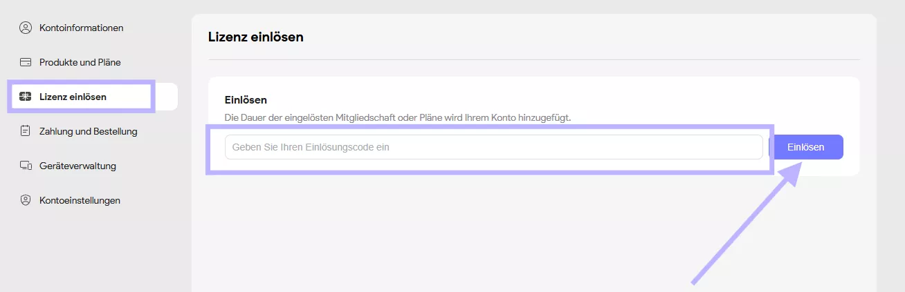 Lizenz einlösen