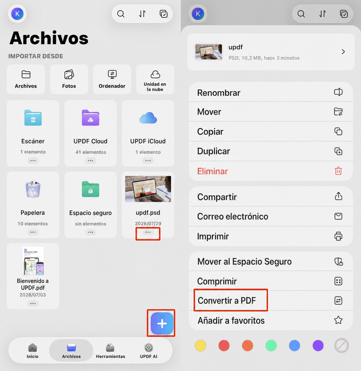 Convertir PSD a PDF en iPhone, iPad y Android en UPDF