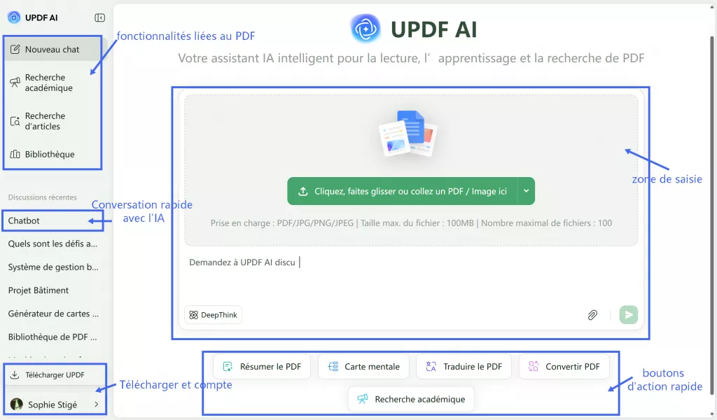 Aperçu de l'IA en ligne d'updf