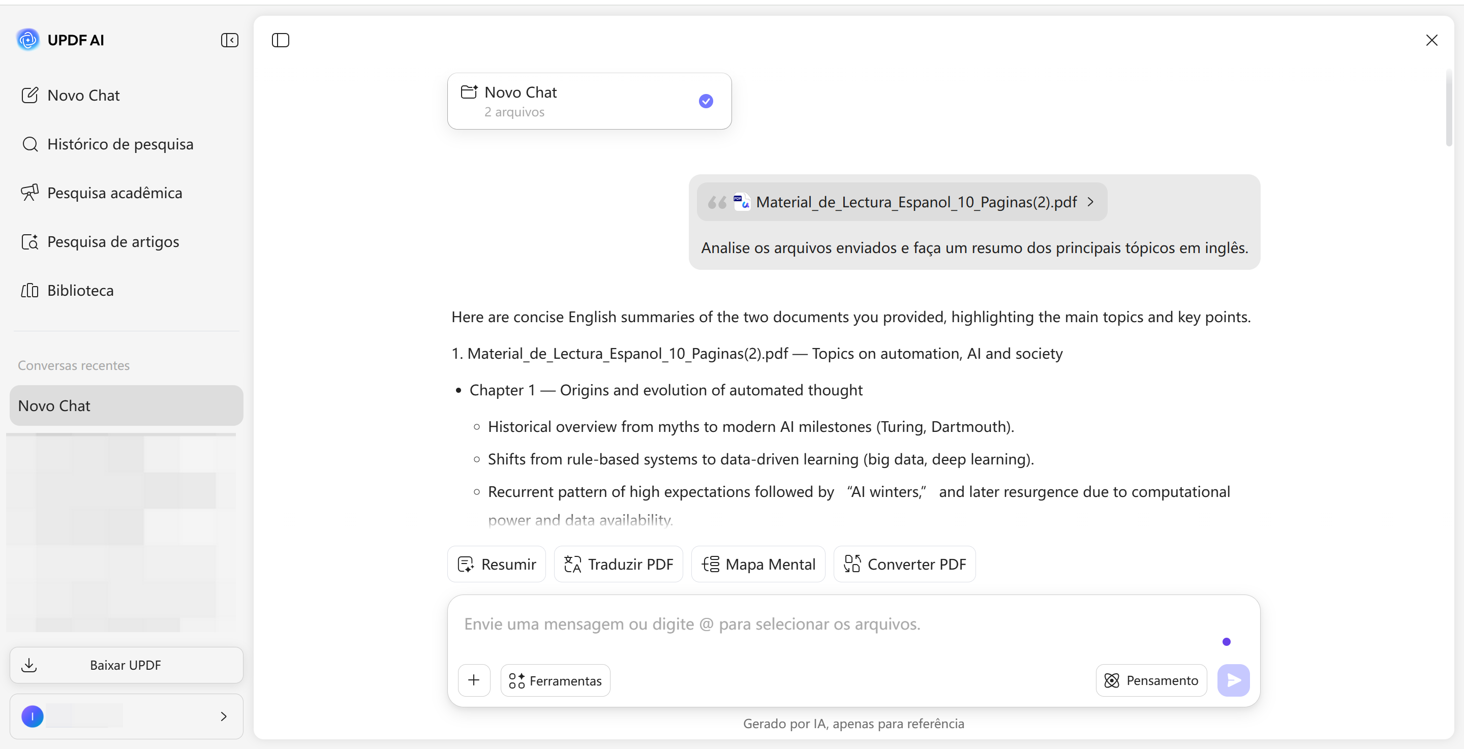 traduzir pdf para inglês com updf ia online