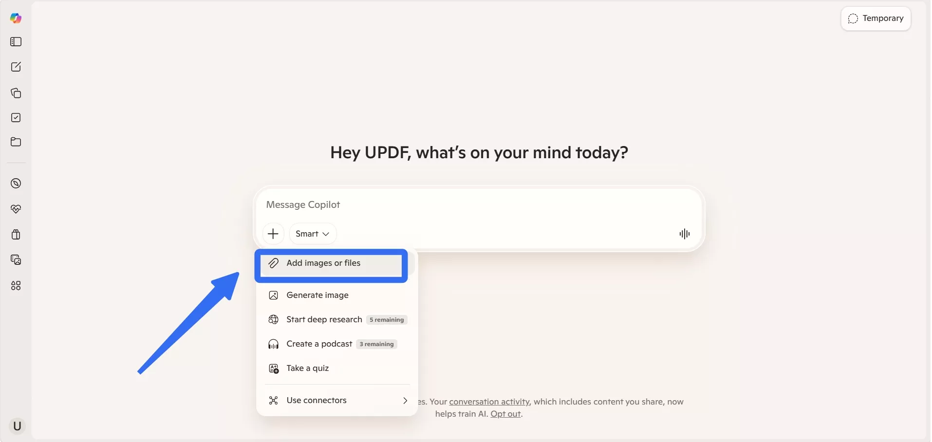 use add icon to upload pdf