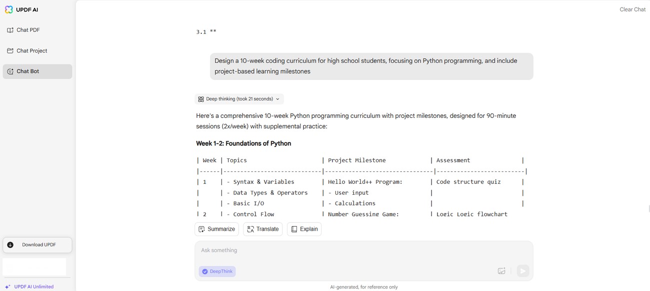 prompts for teachers with updf ai 