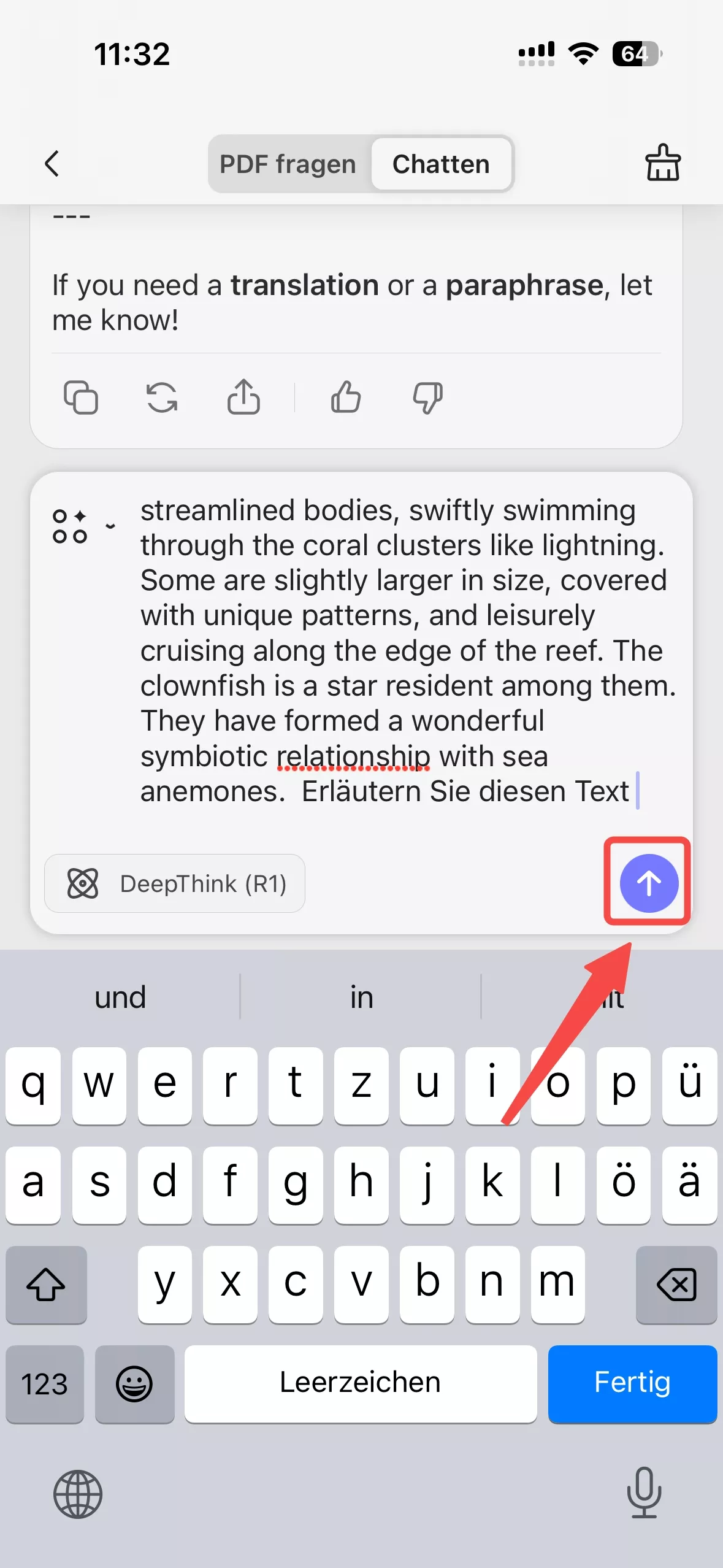 Greifen Sie auf Mobilgeräten auf die Funktion „Chat mit KI“ von UPDF zu