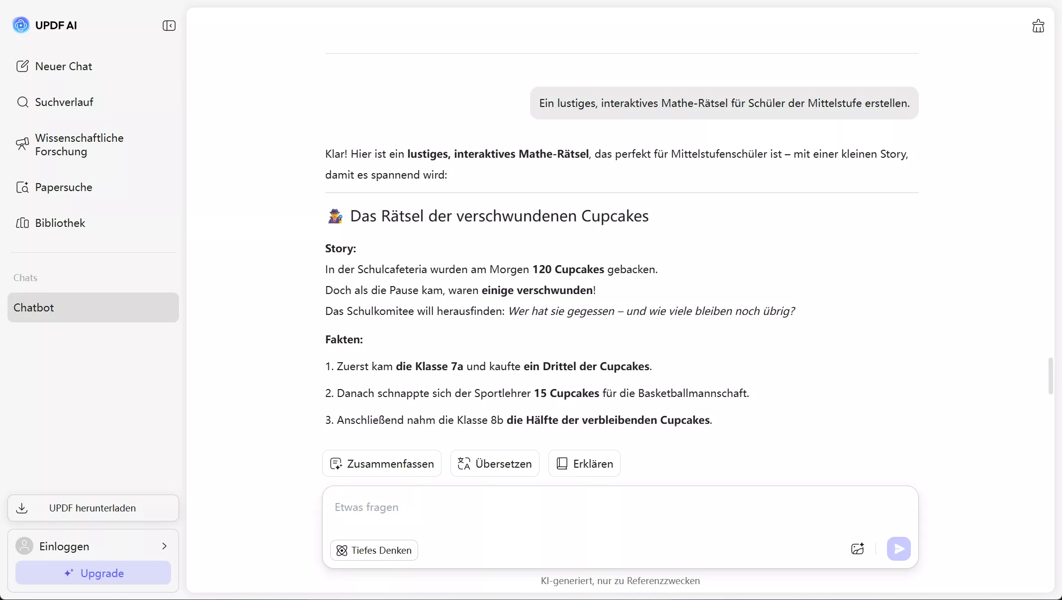 Bildungs-Updf AI-Eingabeaufforderungen