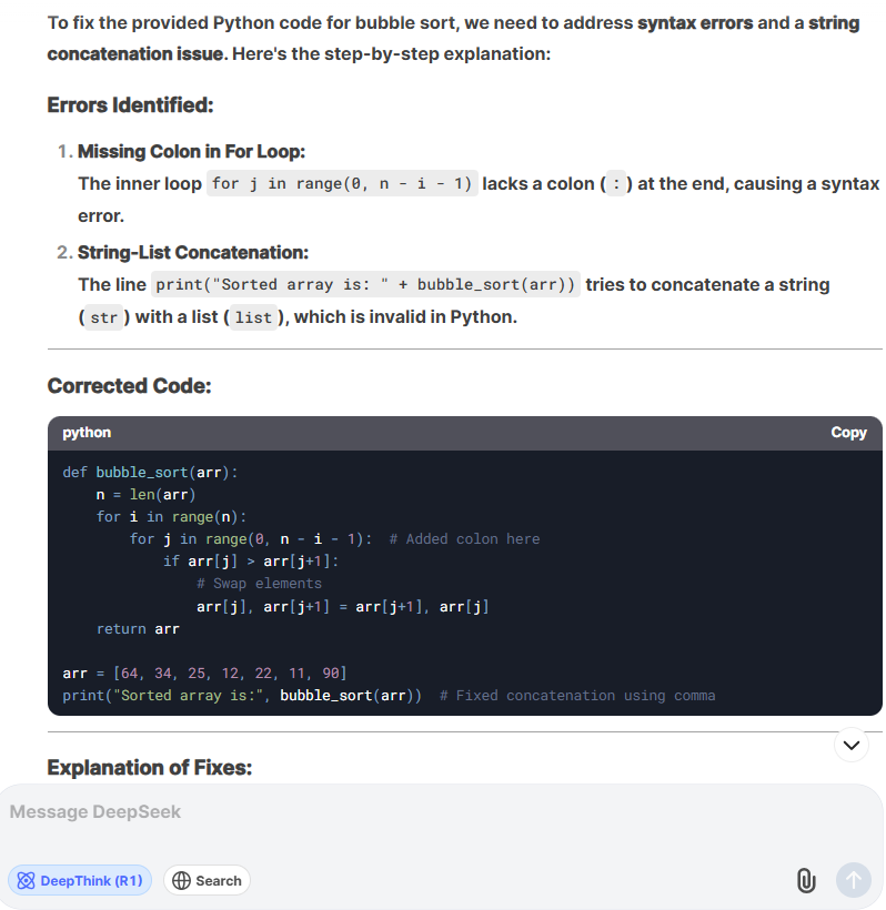 Sfida di coding DeepSeek