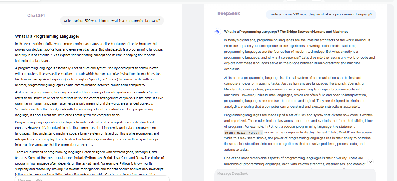 content writing deekseek vs chatgpt