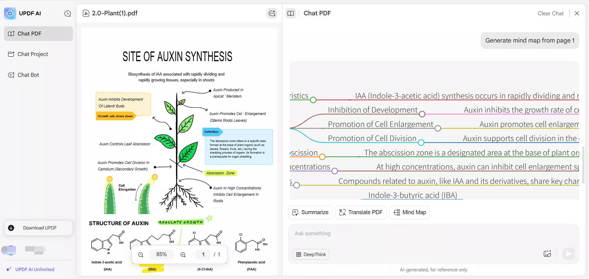 convert PDFs into mindmap with updf ai