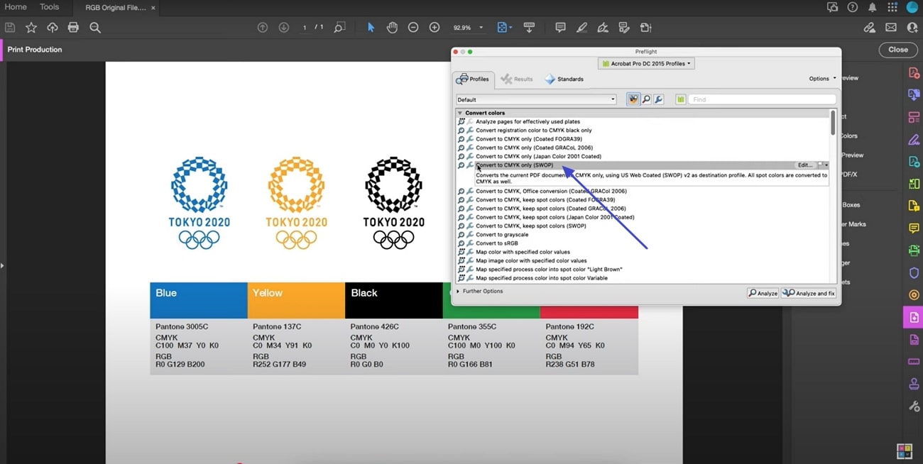 Wählen Sie die Option „Nur in CMYK konvertieren“
