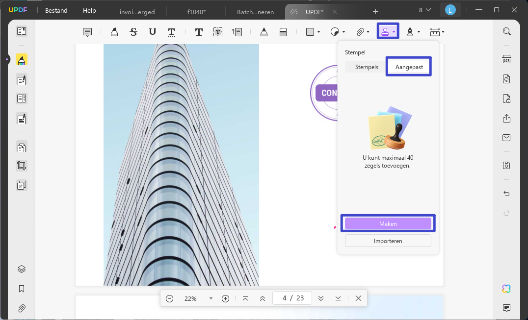 stempel uit pdf halen op maat