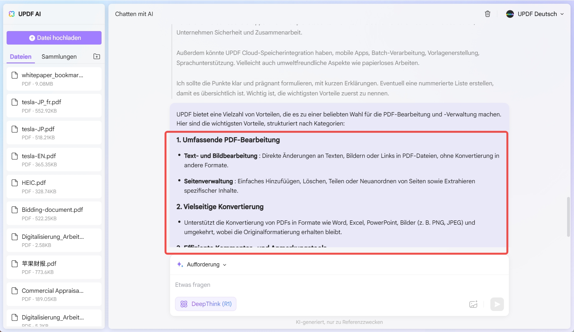 Antwort von deepseek r1 updf ai online