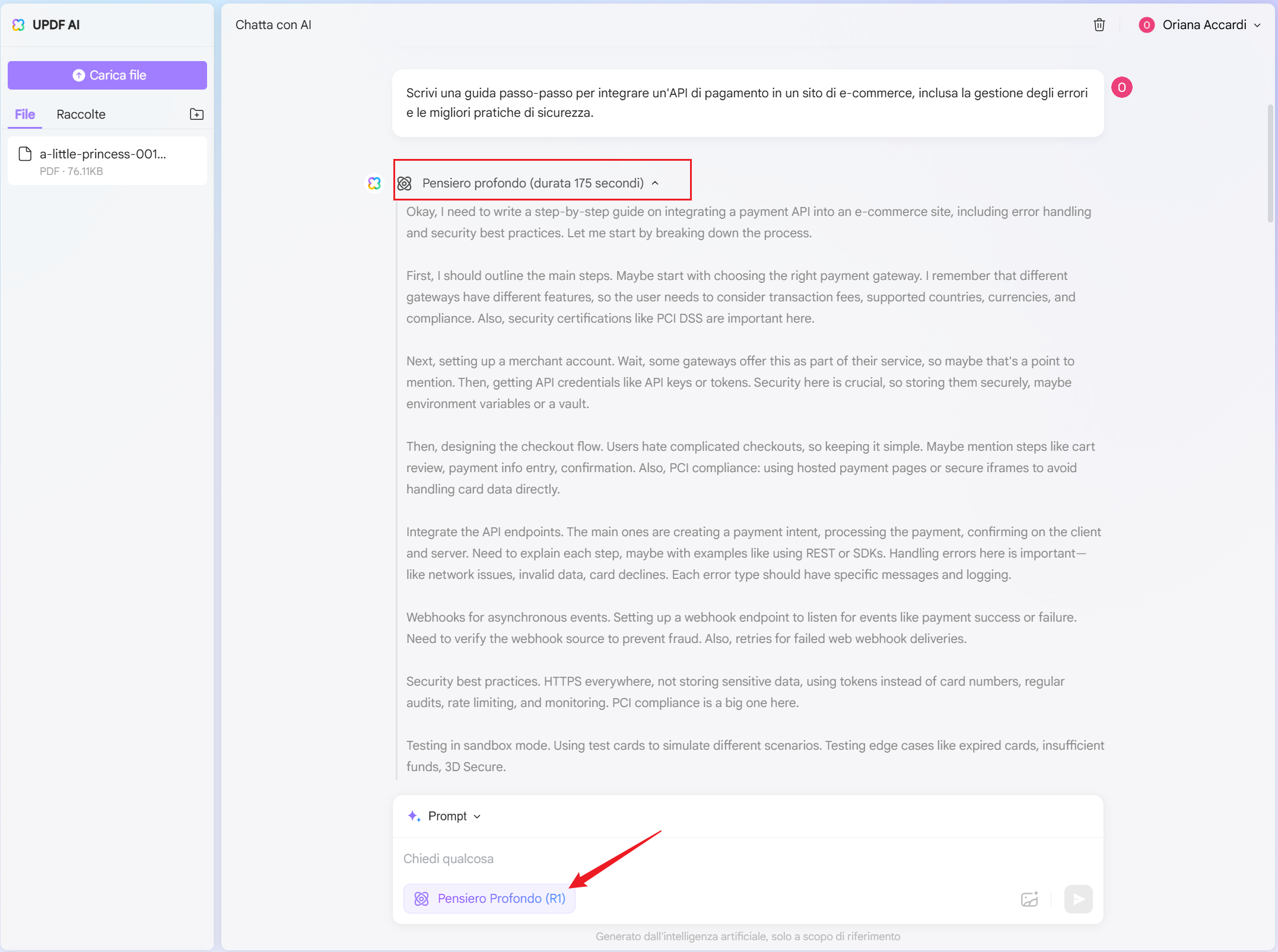 provare DeepSeek R1 con UPDF AI