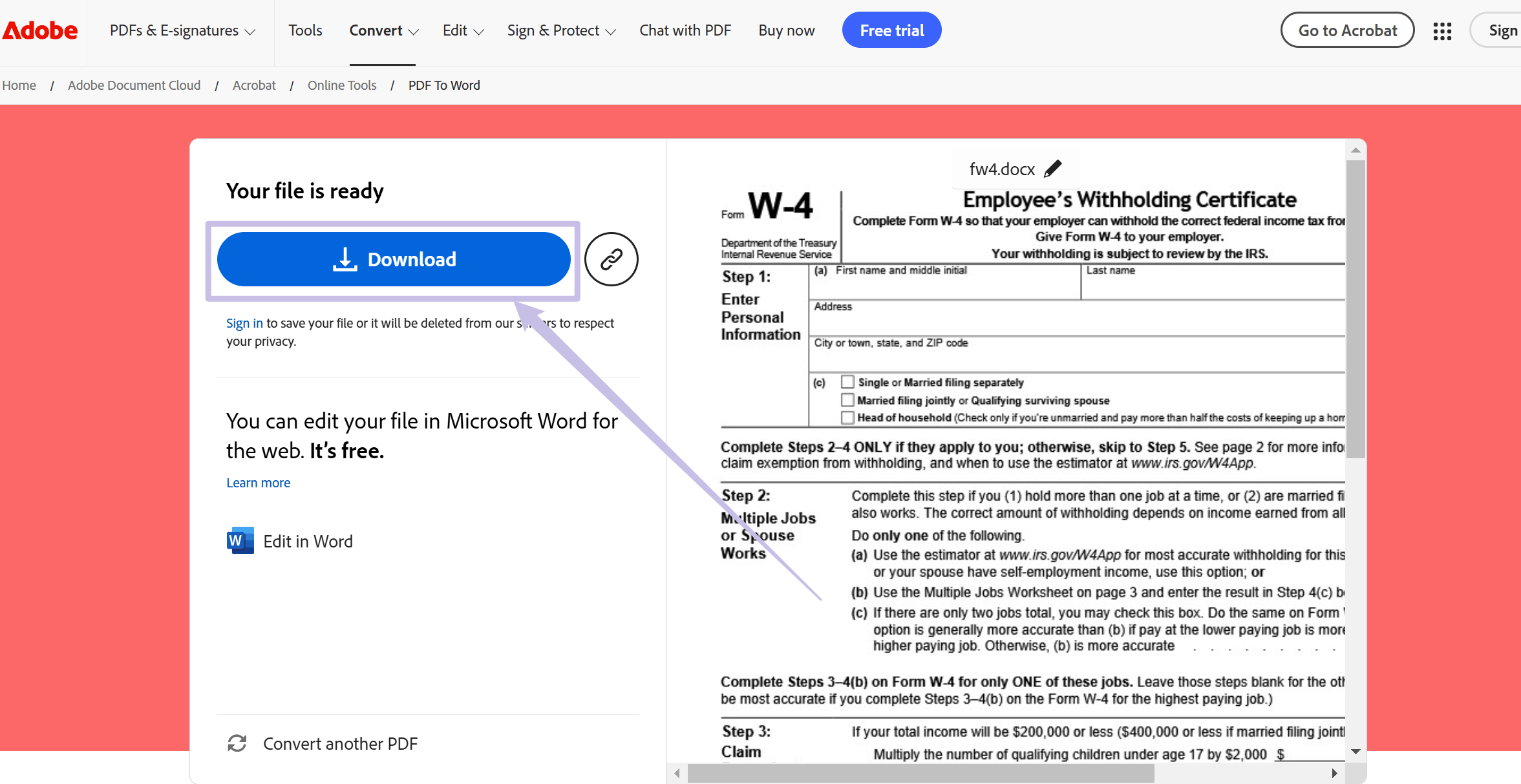 download converted word adobe acrobat online.