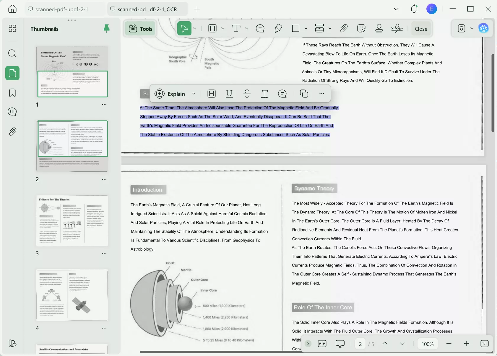 select and copy the extracted text