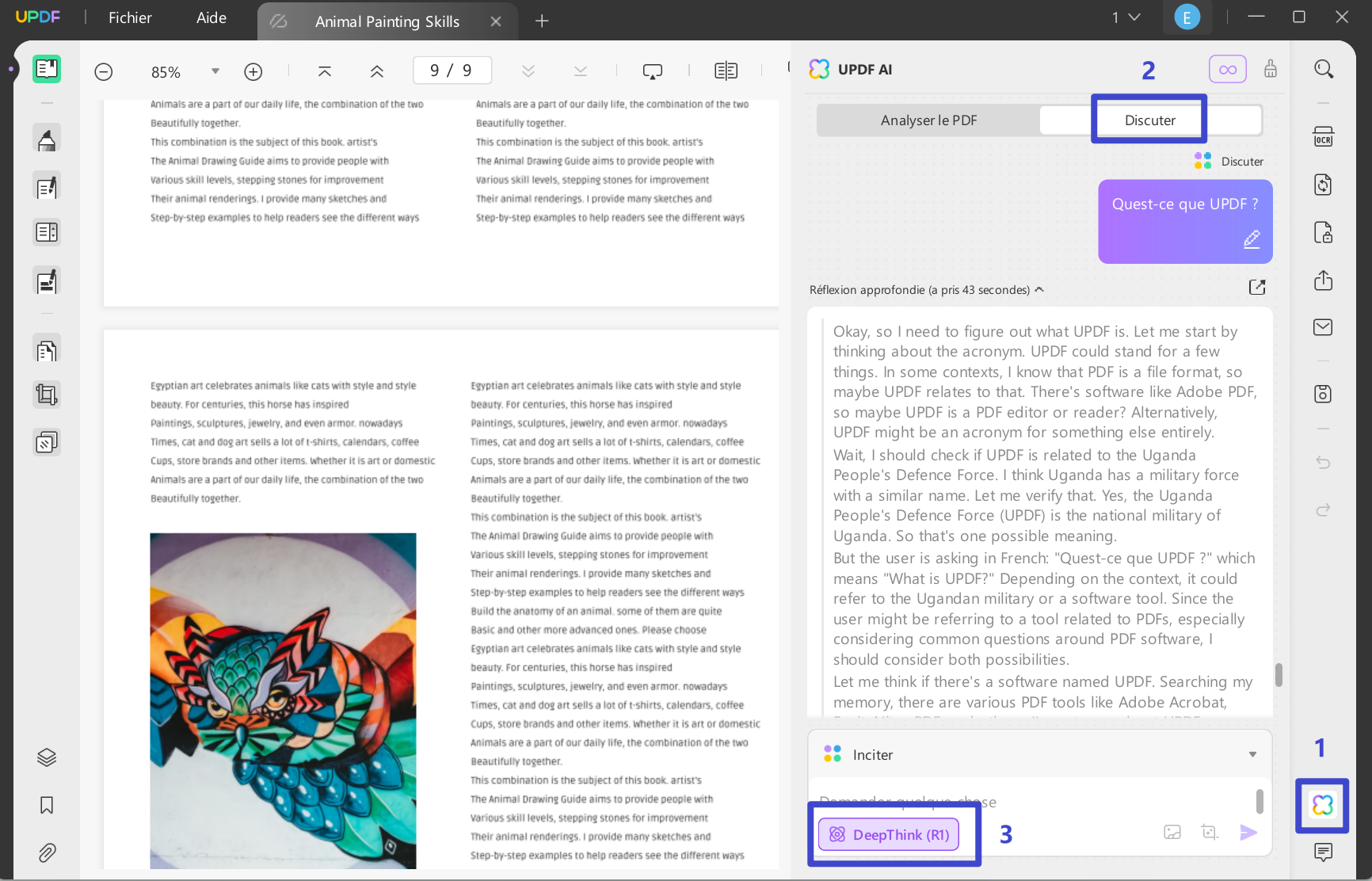 réflexion approfondie effectuée par deepseek r1 updf ai en ligne