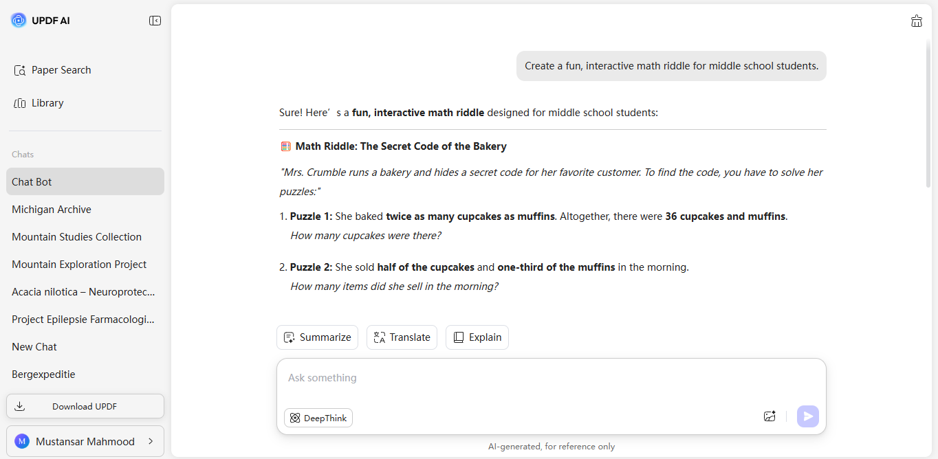 get ai response for education query