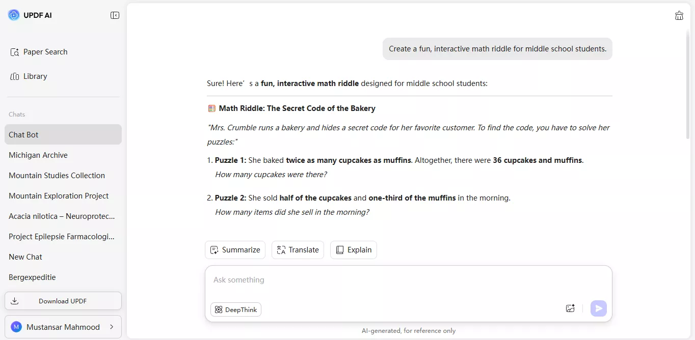 get ai response for education query