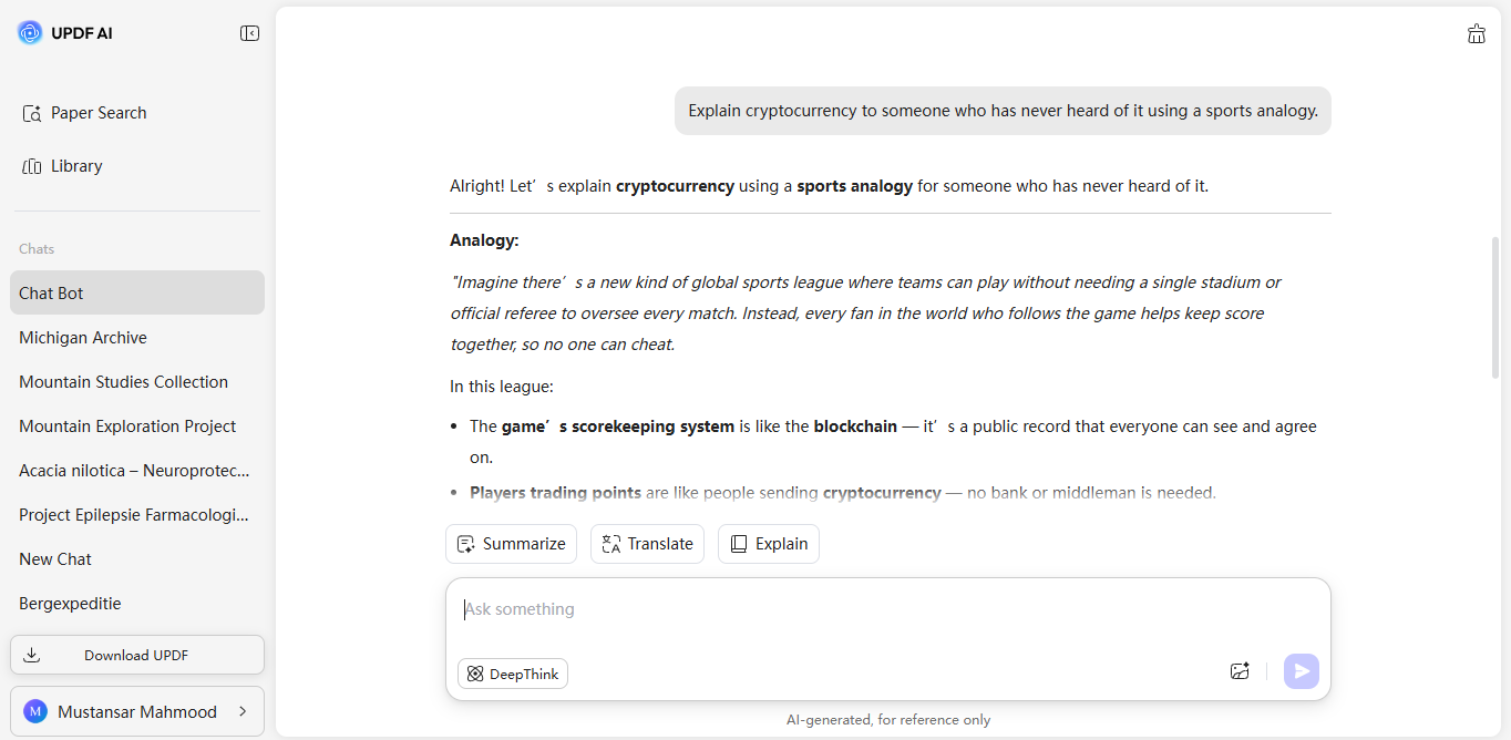 get ai response for finance query
