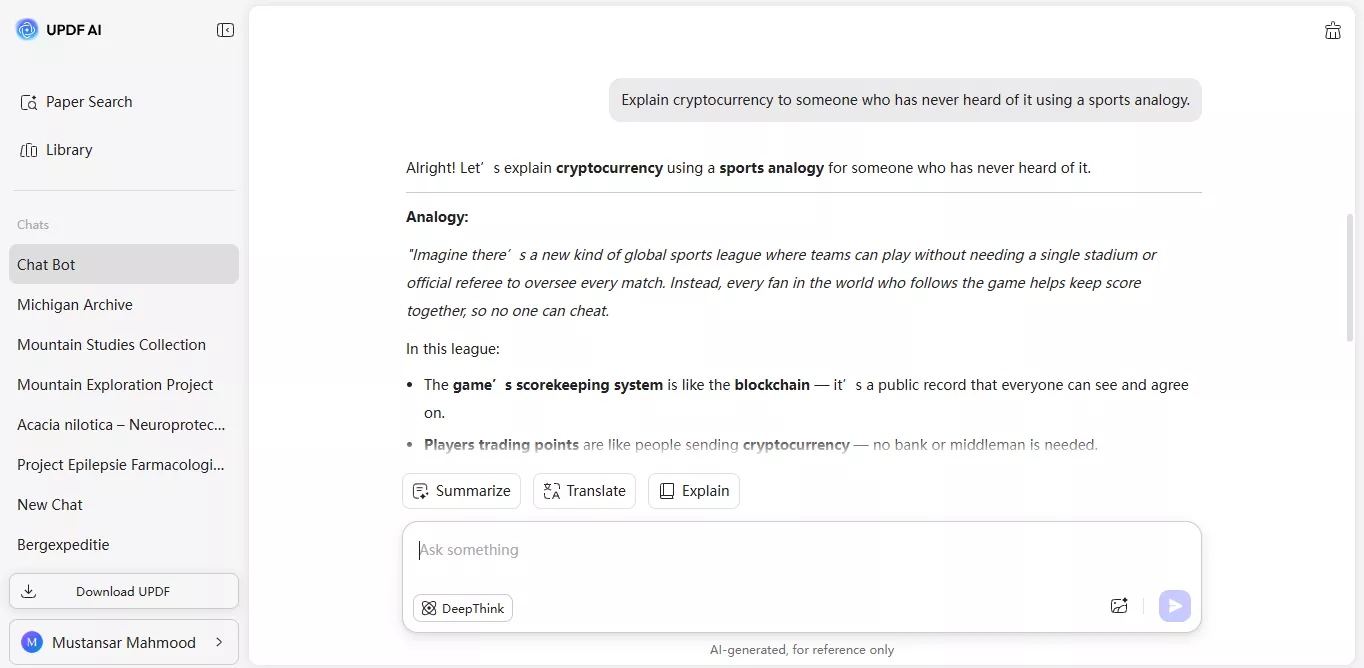 get ai response for finance query