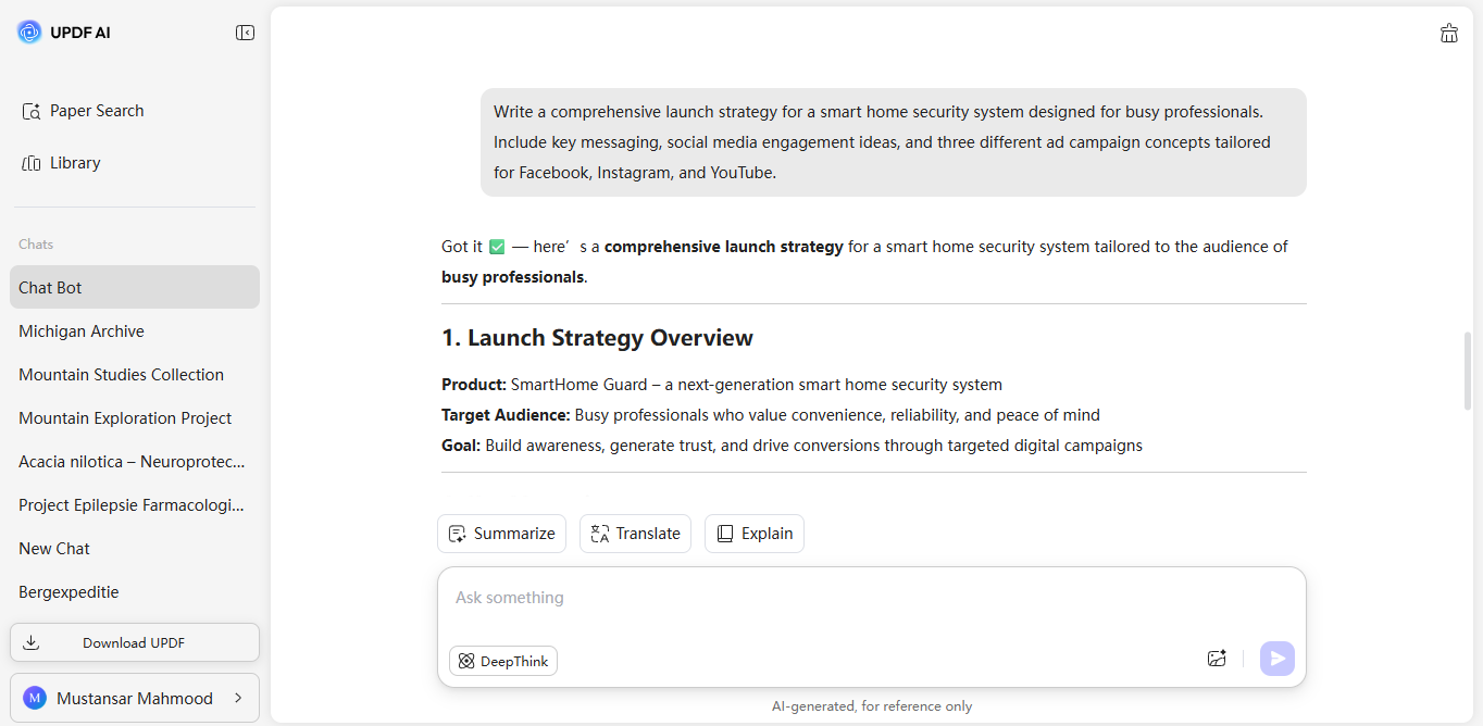 get ai response for marketing query