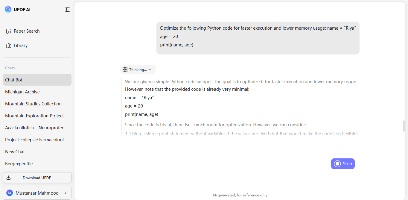 get ai response for software development query