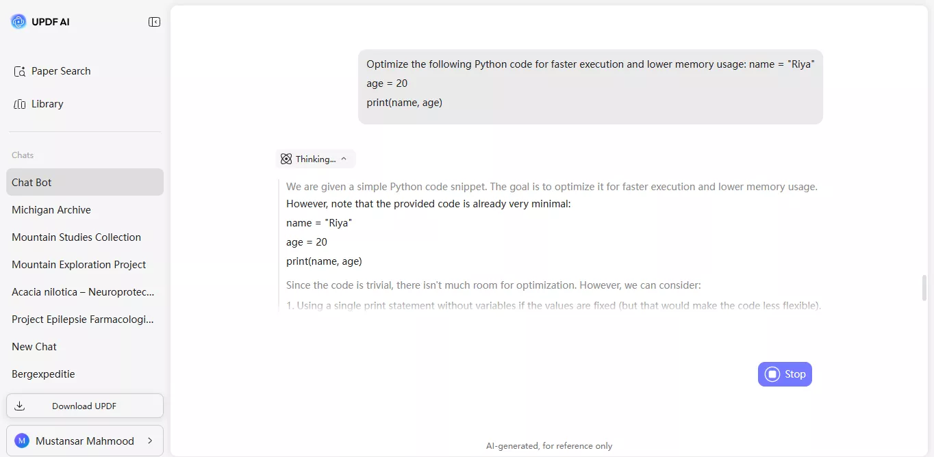 get ai response for software development query