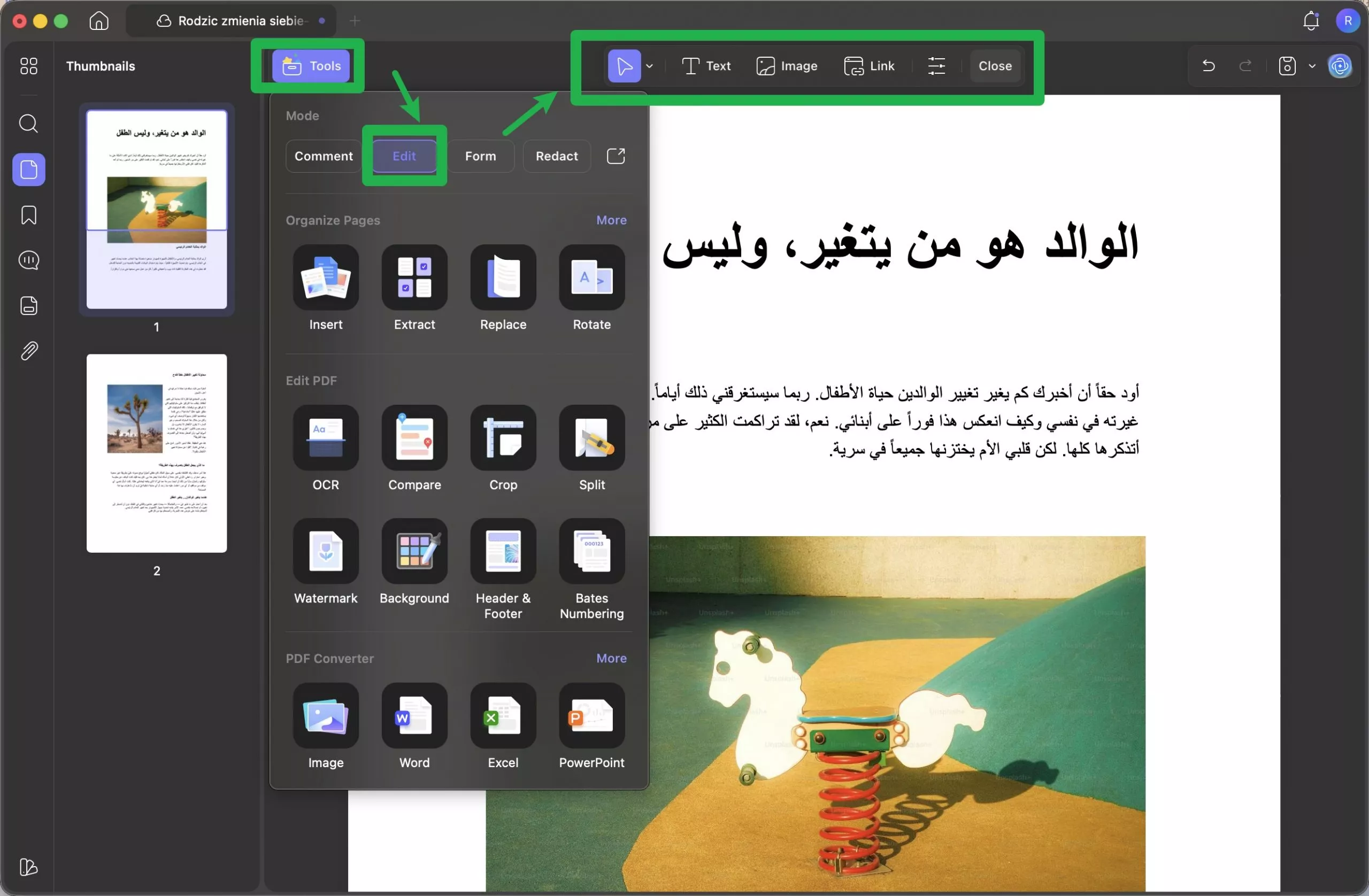 تغيير حجم الخط pdf