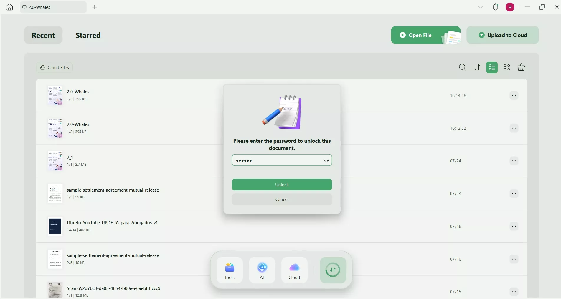 enter password to unlock pdf