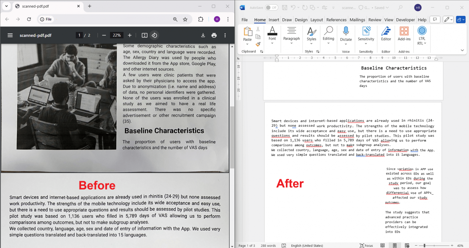 OCR2Edit Gescanntes PDF in Word