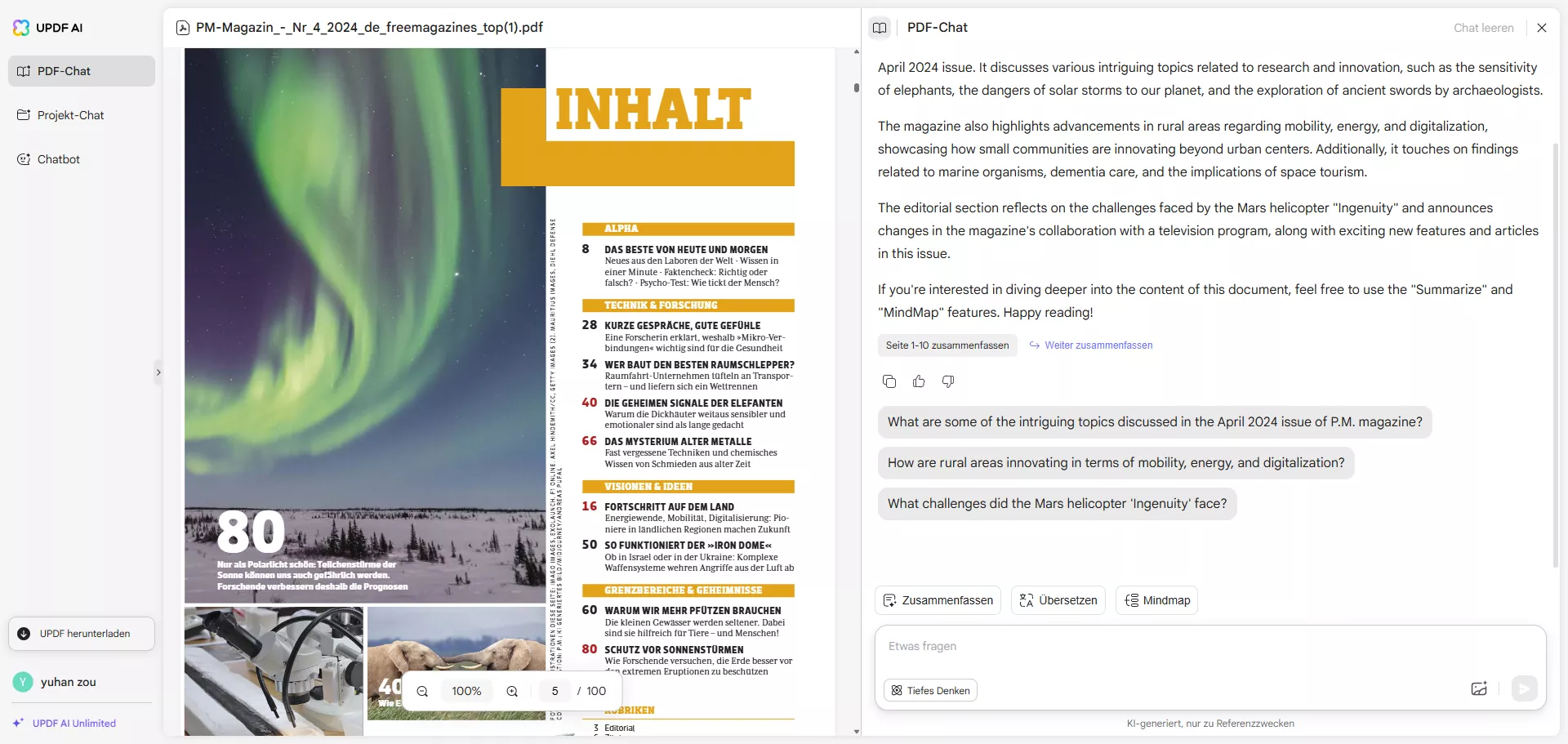updf KI-Webbrowser