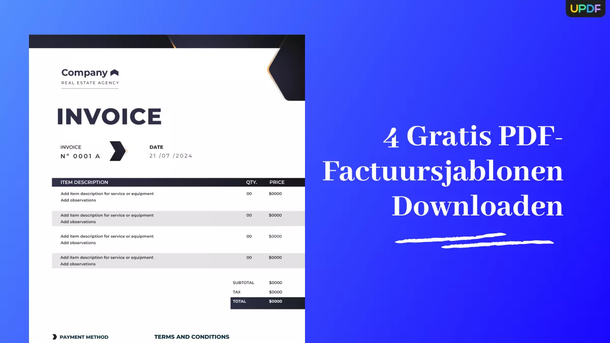 Stroomlijn uw facturering met onze factuursjabloon PDF - Vereenvoudig uw proces vandaag nog