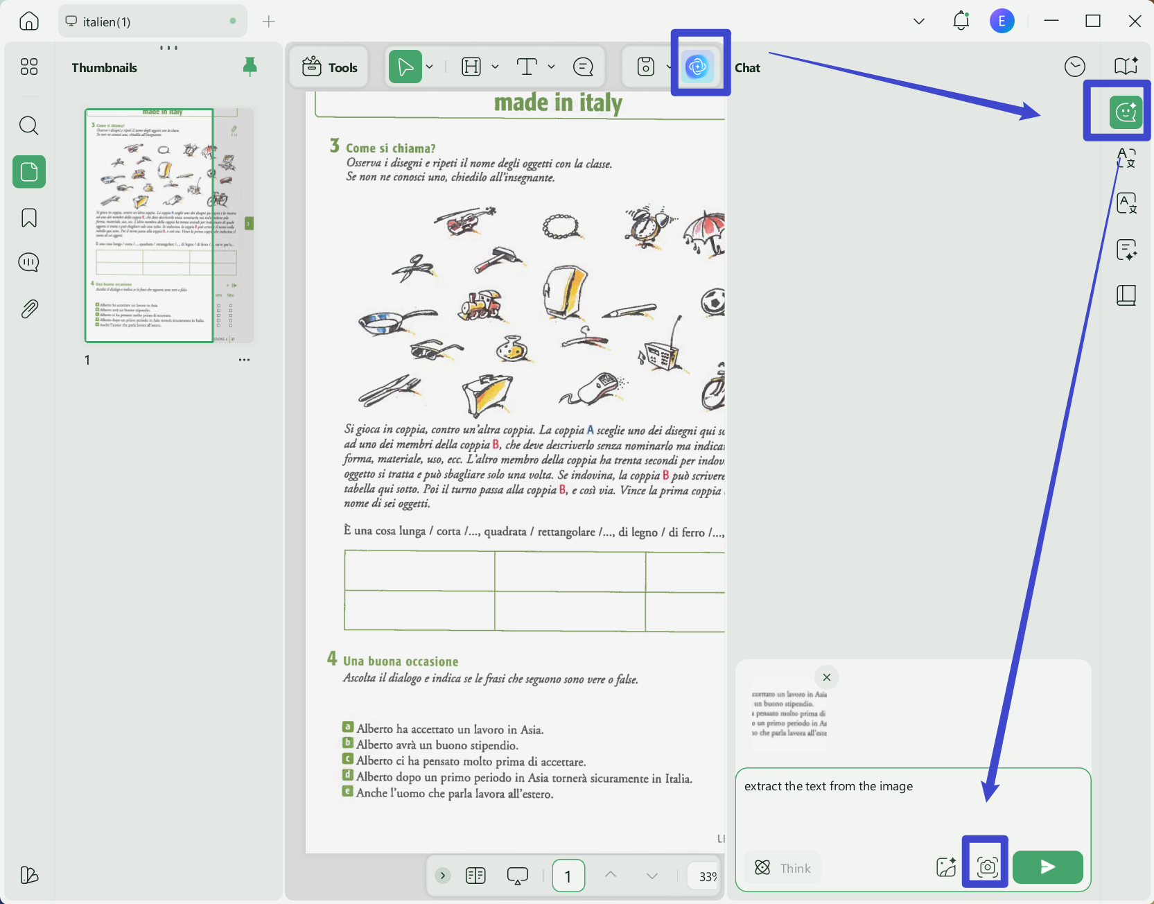 ai for italian scanned pdf updf
